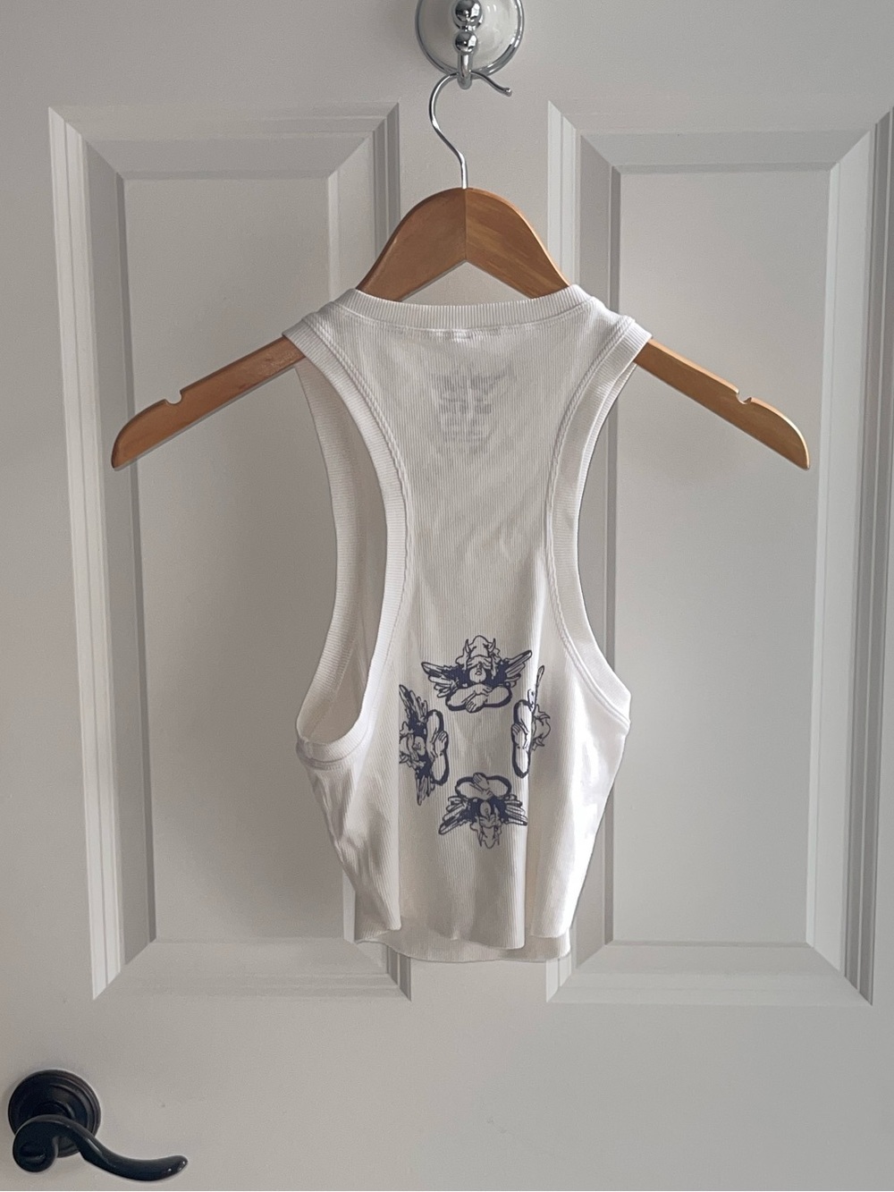 BOYS LIE ‘Let It Grow’ TANK Graphic White Ribbed Cropped Round Hem Tank Top O/S - Picture 6 of 7